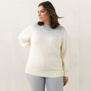 Penningtons Ombre Fairisle Mock Neck Sweater In Every Story White Purple Winter